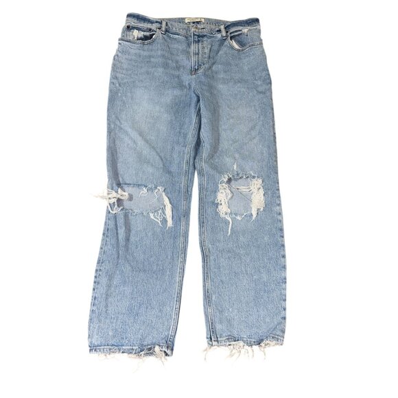 Denim - Abercrombie The 90's Straight Ultra High Rise 32/14 Distressed Ripped Knee Raw H